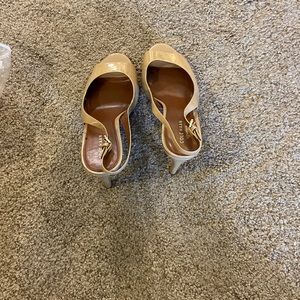 Cole Haan Tan Open Toe Slingback Patent
Leather Heels 8.5